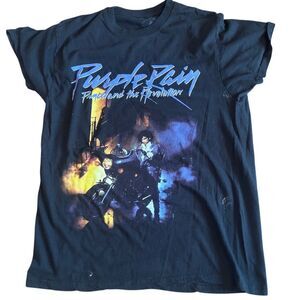 Prince Purple Rain Graphic T-Shirt Black Unisex Size M Music Theme